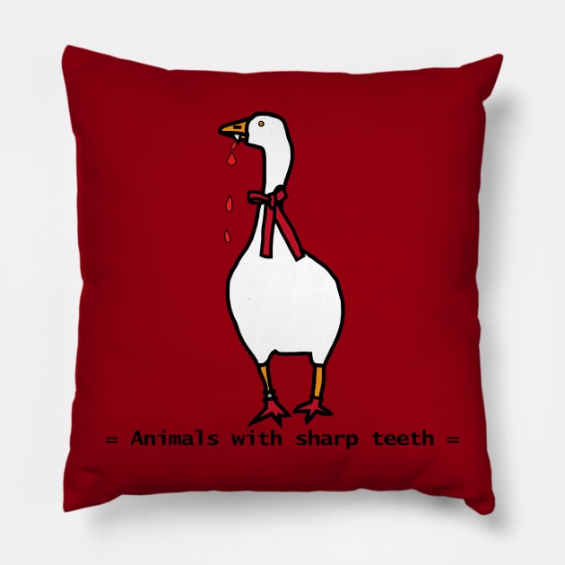 Animals with Sharp Teeth Halloween Horror Gaming Goose Pillow by ellenhenryart