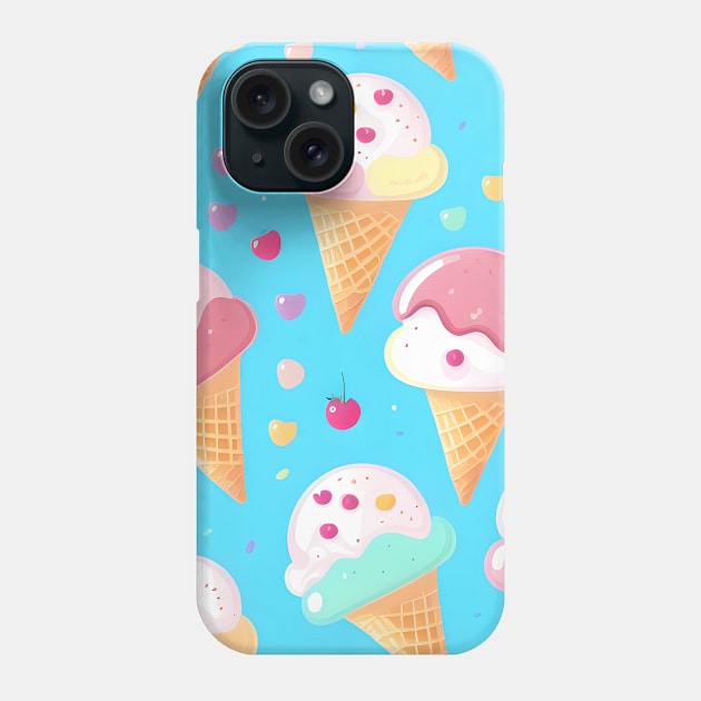 Delicious Creamy Ice Cream Cone with cherry on top Phone Case by Artilize