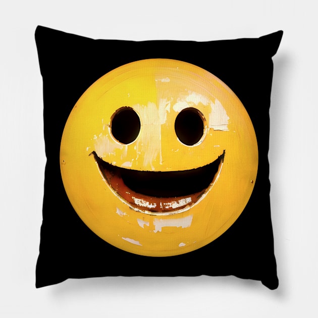 Retro Metal Open Smiley Face 03 Pillow by CGI Studios