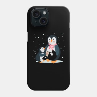 I Love Mom Cute Penguins Mom and Her Child-Mother's Day Phone Case