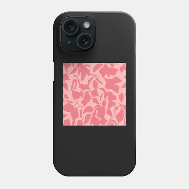 Birch leaves pink on light pink, seamless pattern Phone Case by colorofmagic