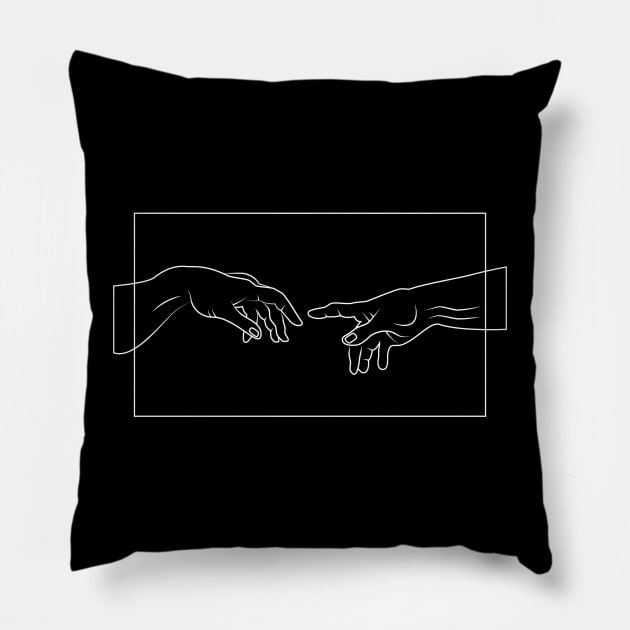 Michelangelo Creation Hands Aesthetic (White) Pillow by Mia's Designs