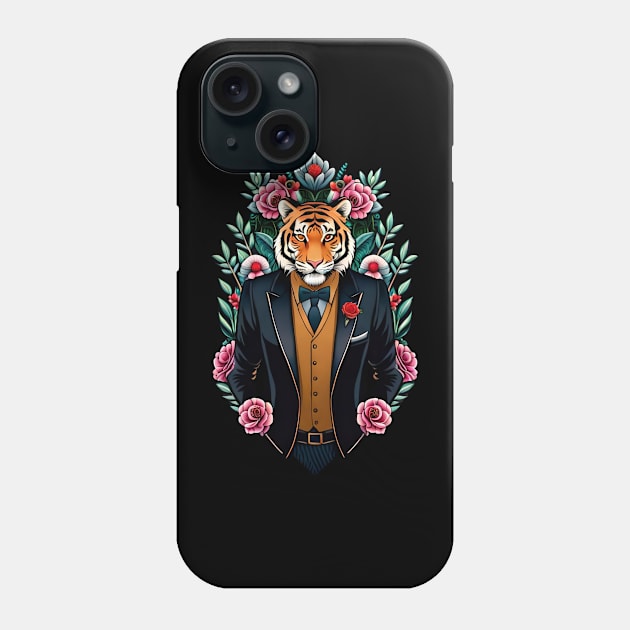 bengal tiger with jacket Phone Case by Dandeliontattoo