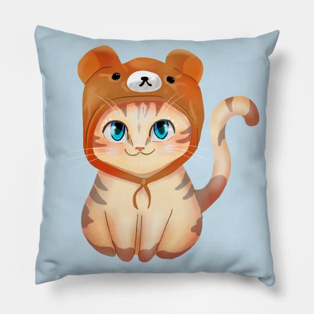 Bear Cat Pillow by rachelleybell