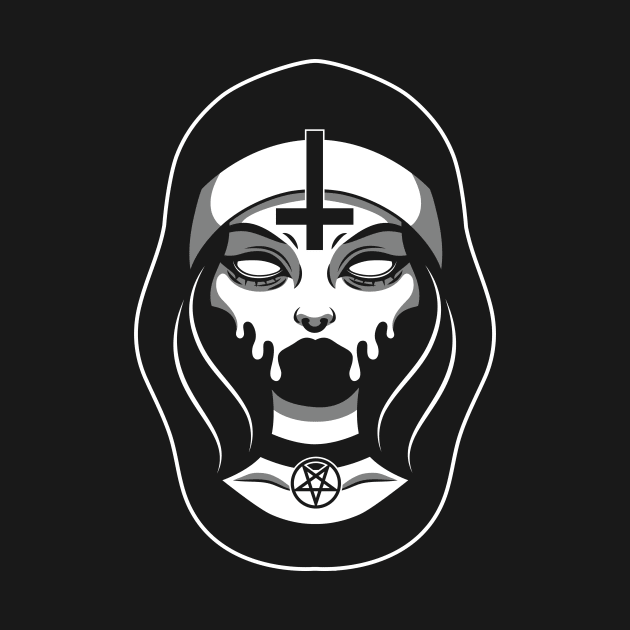 Satanic nun face with pentagram by Noundercult