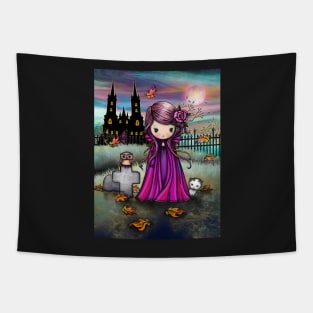 Violet Cute Vampire Art Tapestry