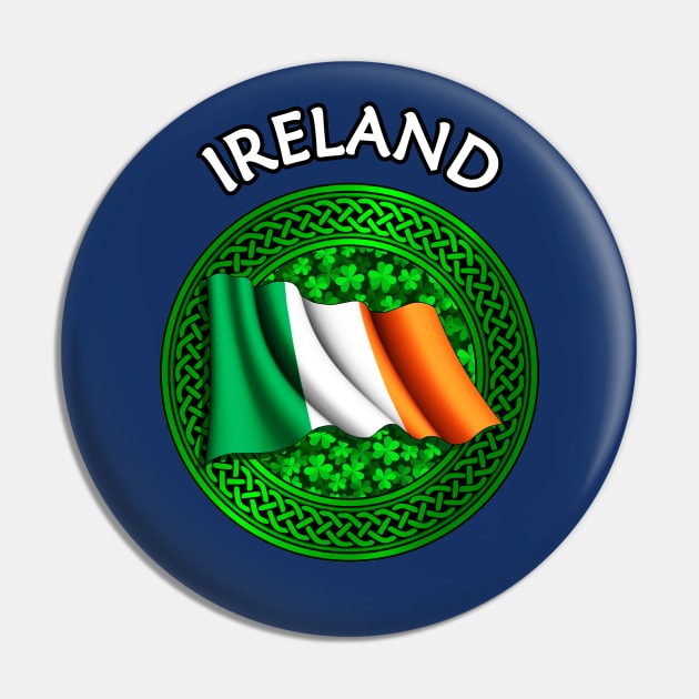 Irish Flag Clover Celtic Knot - Ireland Pin by Taylor'd Designs