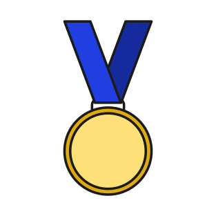 Blank Award Gold Medal And Ribbon Vector T-Shirt