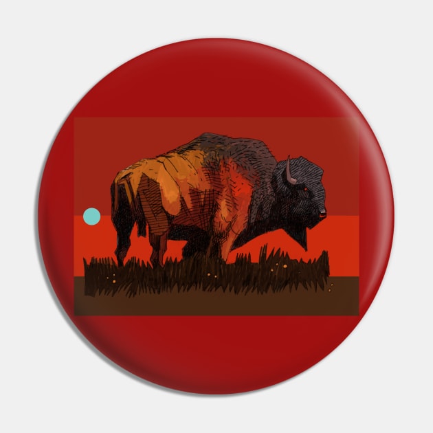 Bison Red Pin by David Kennett