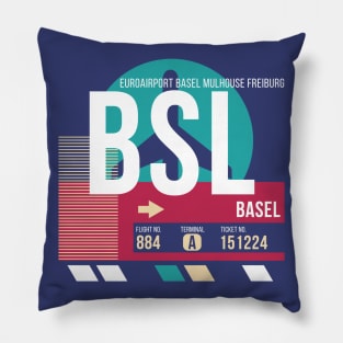 Basel, Switzerland (BSL) Airport Code Baggage Tag Pillow