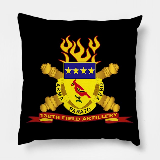 138th Field Artillery w Br - Ribbon w Flames Pillow by twix123844