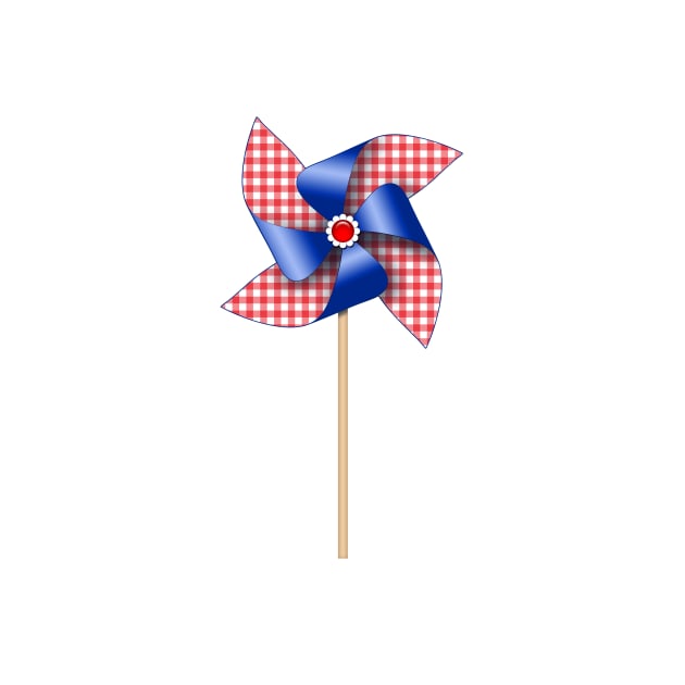 Red Gingham Check Patriotic Pinwheel | Cherie's Art Original (c)2020 by CheriesArt