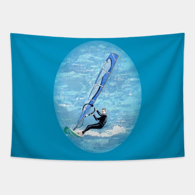 I Love Windsurfing! Tapestry by MMcBuck