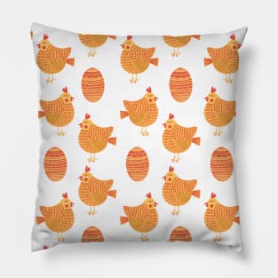 The cute yellow and red chicken and egg pattern Pillow