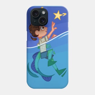 Stargazing Sea Monster Boy Phone Case