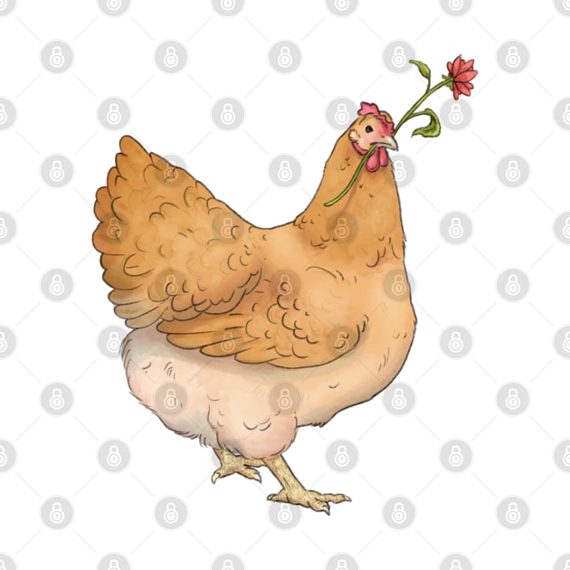 Chicken With Flower by E. Leary Art