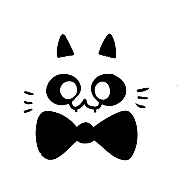 cat face with bow tie // black by Inksoulart