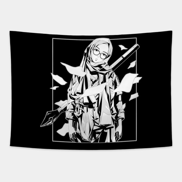 hijab ink Tapestry by adonhet art