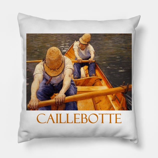 Oarsmen (1877)  by Gustave Caillebotte Pillow by Naves