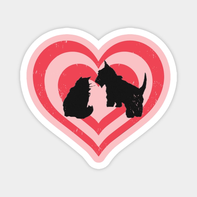 Cat and Dog Besties Forever Magnet by DonWillisJrArt