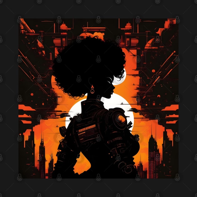 Atompunk girl silhouette by Spaceboyishere