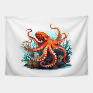 Orange Octopus Tapestry