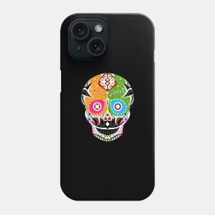 cute sugar skull in mexican pattern art ecopop with a smile Phone Case