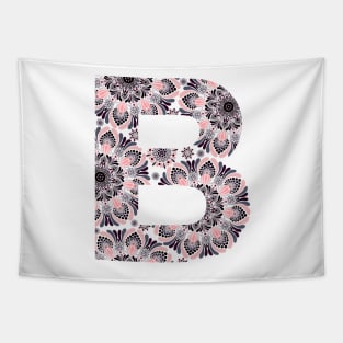 Dark Mandala Letter Capital B grey Tapestry