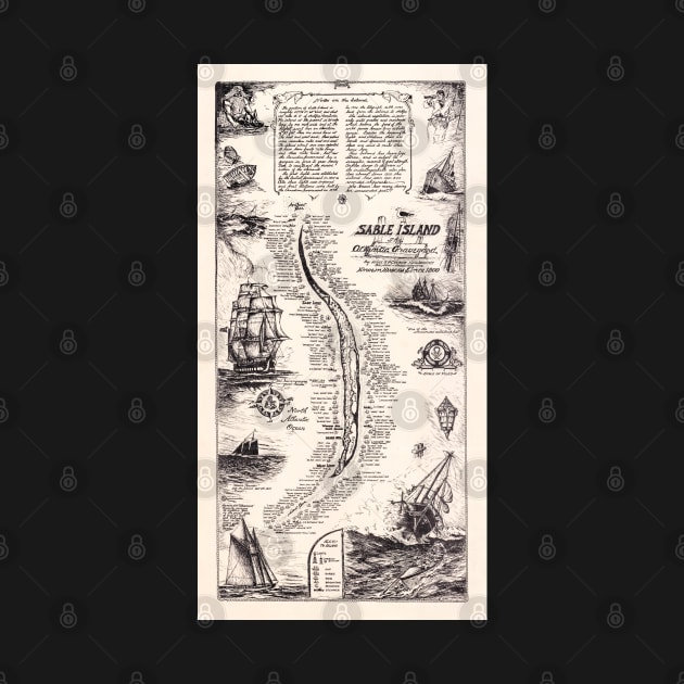 Sable Island Atlantic Graveyard Treasure Map Print by ArtShare