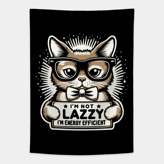 Nerdy Cat with Humorous Sign Tapestry by Xeire