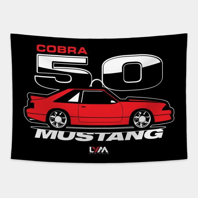 Foxbody 5.0 Ford Mustang Side COBRA Red Tapestry by LYM Clothing