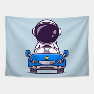 Cute Astronaut Driving Car Cartoon Tapestry