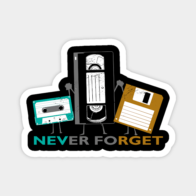 Never Forget Cassette Disks Audio Cassettes Magnet by Print-Dinner