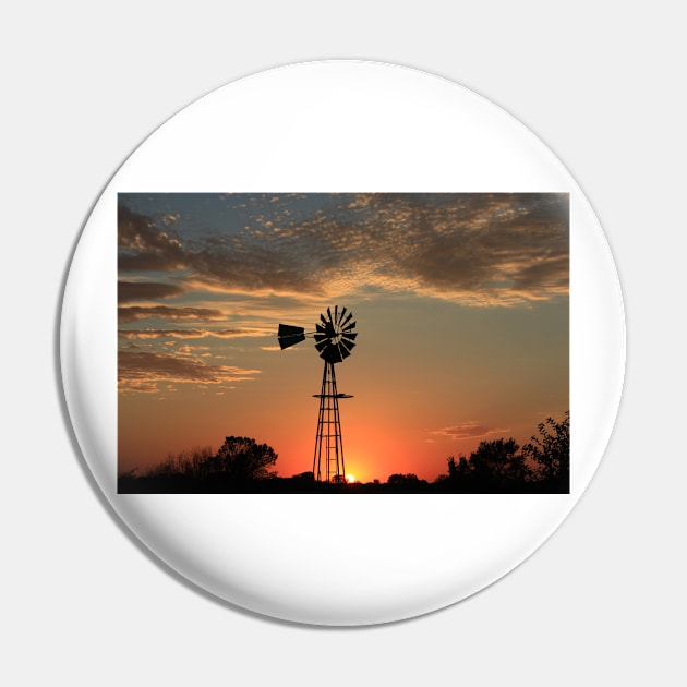 Kansas Country Windmill Blaze Orange Silhouette Pin by ROBERTDBROZEK