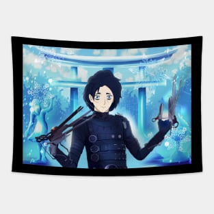 Edward Scissorhands Anime Version Tapestry