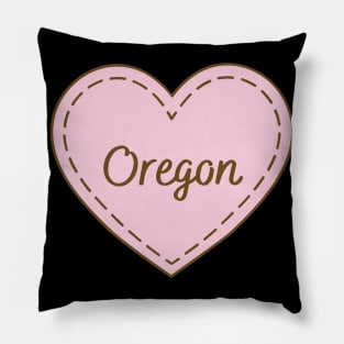 I Love Oregon Simple Heart Design Pillow