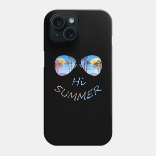 hi summer palm trees beach silhouette Phone Case