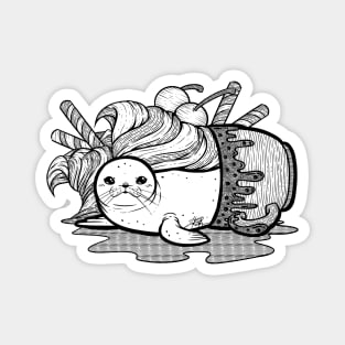 Sundae Seal Line Art Illustration Magnet