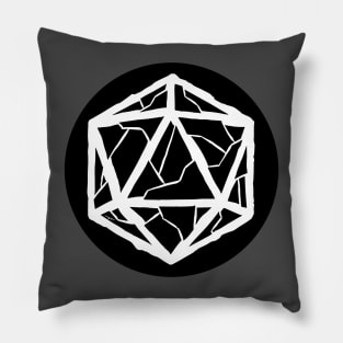 d20 white on black circle Pillow