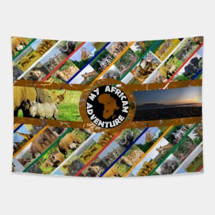 My African Adventure Wildlife Collage Tapestry