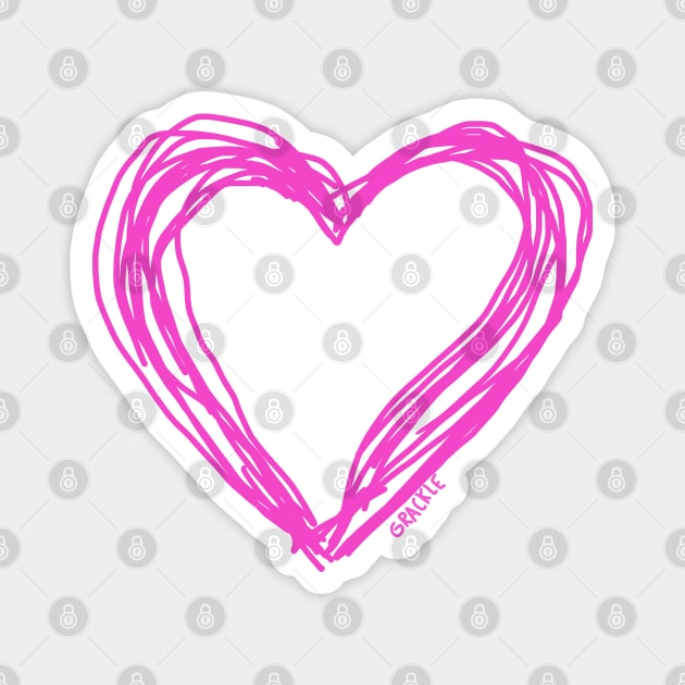 Pink Scribbly Heart Magnet by Jan Grackle