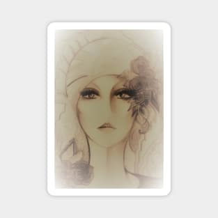 SOFT FOCUS, 70S GIRL WITH TURBAN PASTEL DECO  ART DESIGN Magnet