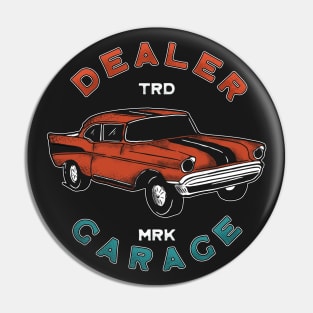 Car Dealer Garage Vintage Illustration Pin