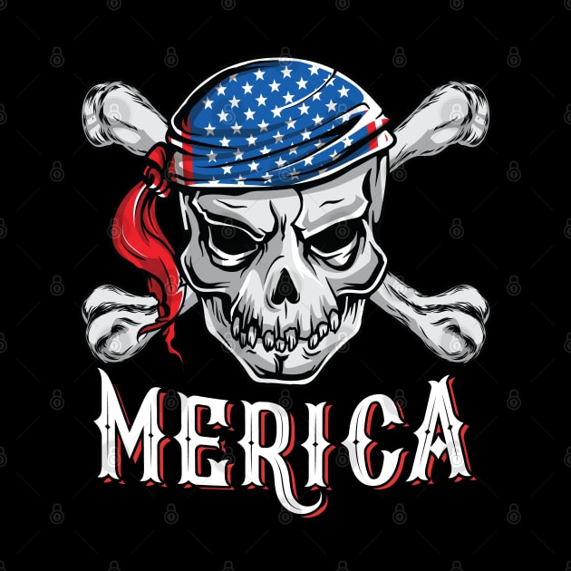 Pirate Merica Skull Crossbone Jolly Roger Halloween Costume by HCMGift