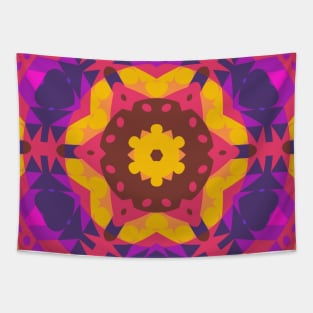 Retro Mandala Flower Pink Purple and Yellow Tapestry