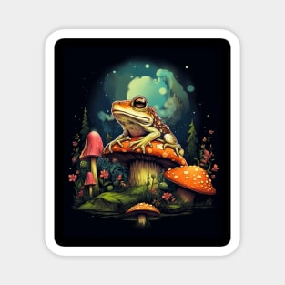 Cute Cottagecore Aesthetic Frog Mushroom Moon Witchy Magnet