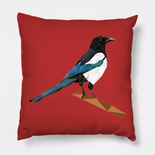 Magpie Low Poly Art Pillow