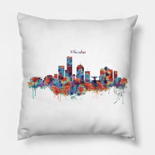 Milwaukee Watercolor Skyline Pillow
