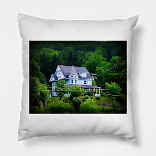 Blue House Pillow