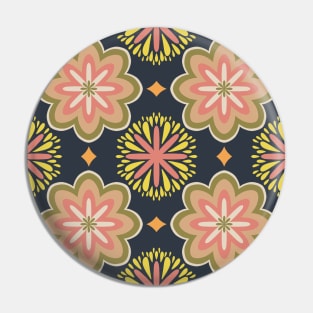 Vintage pastel flower pattern on navy background Pin